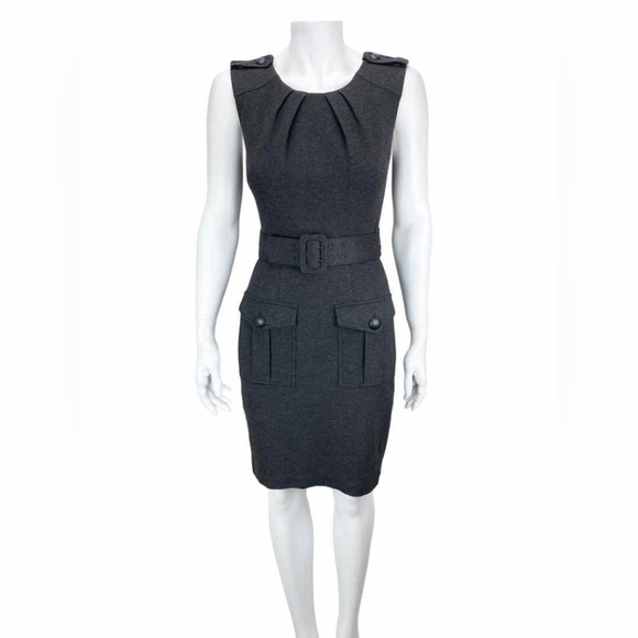 Trina Turk Black Brigadier Dress Ponte Sheath Sleeveless Round Neckline- M - Picture 12 of 16